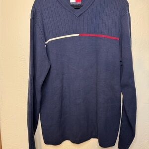 Tommy Hilfiger Men's Blue V-Neck Sweater
